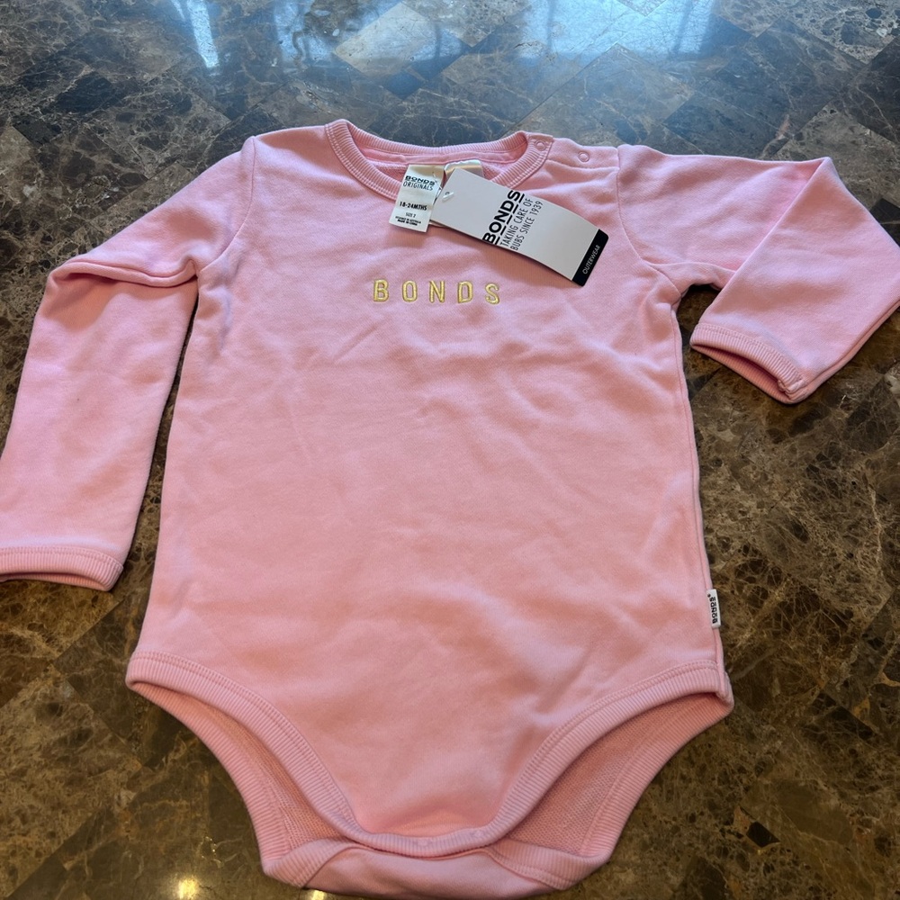 Bonds Light Pink Long Sleeve Bodysuit